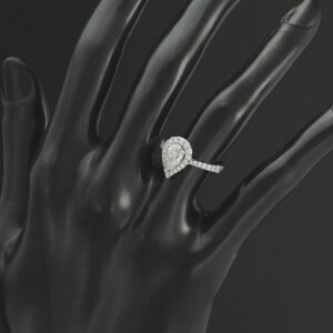 18ct White gold 1.20ct Pear Diamond Halo Ring