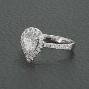 18ct White gold 1.20ct Pear Diamond Halo Ring