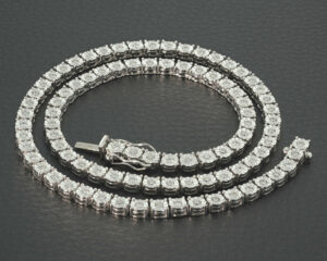 18ct White Gold 4.29ct Diamond Tennis Necklace 17.5&#8243; 5mm
