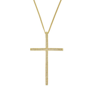 9ct Yellow Gold 0.20ct Diamond Cross Necklace 18&#8243;