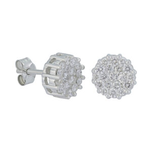 18ct White Gold 1.00ct Diamond Cluster Earrings