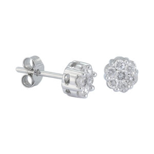 18ct White Gold 0.40ct Diamond Cluster Earrings