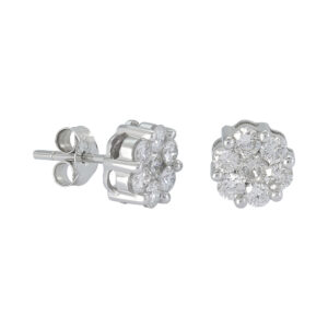 18ct White Gold 0.80ct Diamond Cluster Earrings