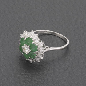 18ct White Gold 0.50ct Diamond And Emerald Cluster Ring