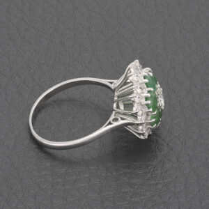 18ct White Gold 0.50ct Diamond And Emerald Cluster Ring