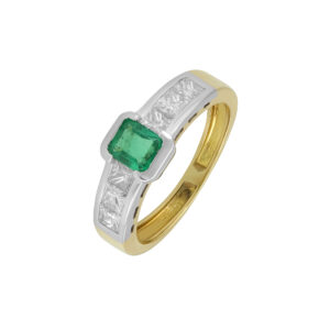 18ct Yellow Gold 0.40ct Emerald And 0.60ct Diamond Ring