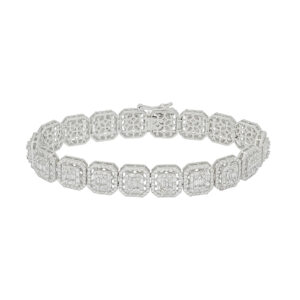 14ct White Gold 5.80ct Diamond Panel Bracelet 7.5&#8243; 11mm