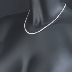 18ct White Gold 2.56ct Diamond Tennis Necklace 16.5&#8243;