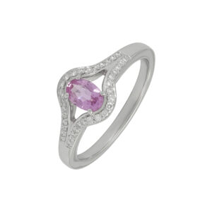 18ct White Gold 0.50ct Pink Sapphire and 0.10ct Diamond Ring