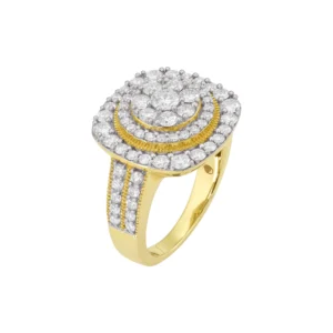 14ct Yellow Gold 1.50ct Triple Halo Ring