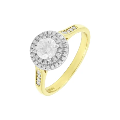 18ct Yellow Gold 0.65 Diamond Double Halo Ring