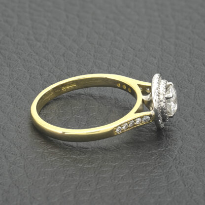 18ct Yellow Gold 0.65 Diamond Double Halo Ring - Image 4