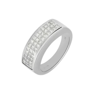 18ct White Gold 1.26ct Channel Set Three Row Diamond Ring