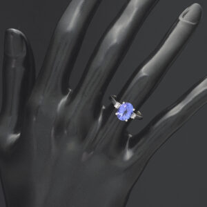 18ct White Gold 1.50ct Oval Tanzanite 0.05ct Diamond Trilogy Ring