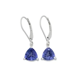 18ct White Gold 1.80ct Trillion Cut Tanazanite Drop Earrings