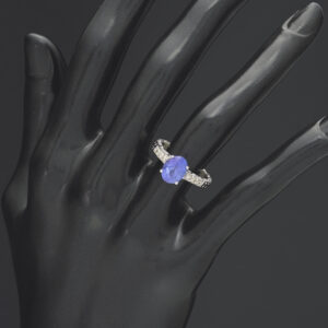 14ct White Gold 2.20ct Sapphire 0.05ct Diamond Ring