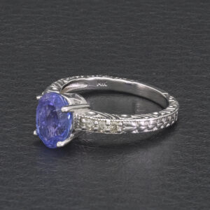 14ct White Gold 2.20ct Sapphire 0.05ct Diamond Ring