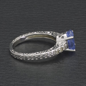 14ct White Gold 2.20ct Sapphire 0.05ct Diamond Ring