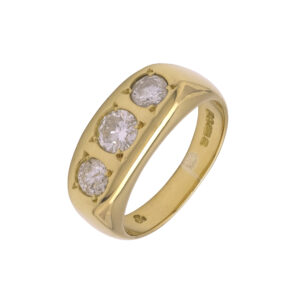 18ct Yellow Gold 1.1ct Diamond 3 Stone Gypsy Ring