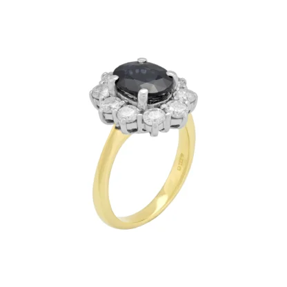 18ct Yellow Gold Sapphire And Diamond Cluster Ring