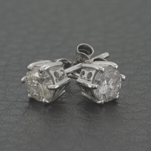18ct White Gold 1.00ct Diamond Solitaire Stud Earrings