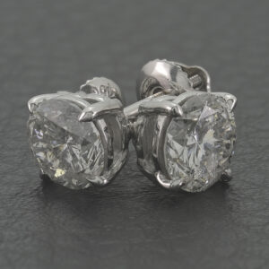 18ct White Gold 2.50ct Diamond Solitaire Stud Earrings