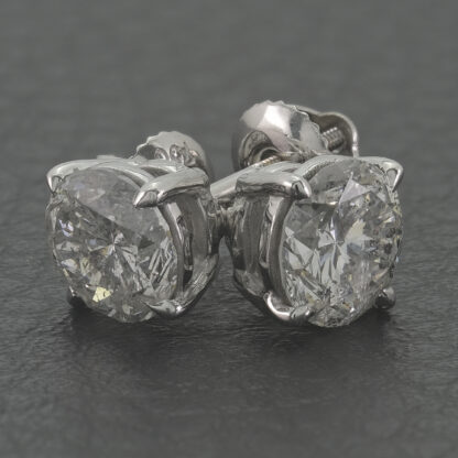 18ct White Gold 2.50ct Diamond Solitaire Stud Earrings - Image 5