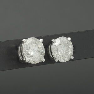 18ct White Gold 2.50ct Diamond Solitaire Stud Earrings