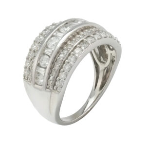 18ct White Gold 1.00ct 5 Row Diamond Ring