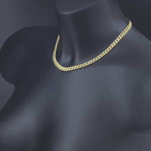18ct Yellow Gold 0.90ct Diamond Children’s Cuban Chain 15″ 6mm