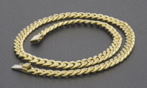 18ct Yellow Gold 0.90ct Diamond Children’s Cuban Chain 15″ 6mm