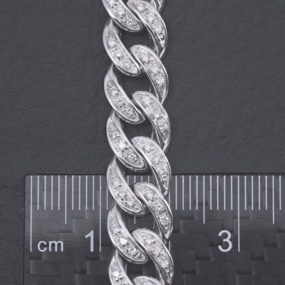 18ct White Gold 0.75ct Diamond Curb Bracelet 7" 9.5mm - Image 4