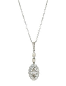 18ct White Gold 2.28ct Marquise &#038; 1.01ct Diamond Necklace