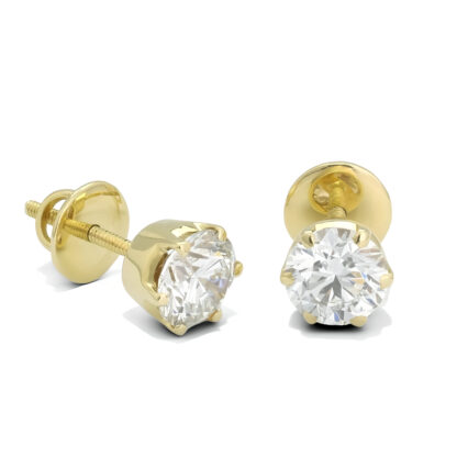 18ct Yellow Gold 2.70ct Diamond Solitaire Stud Earrings