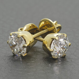 18ct Yellow Gold 2.89ct Diamond Solitaire Stud Earrings