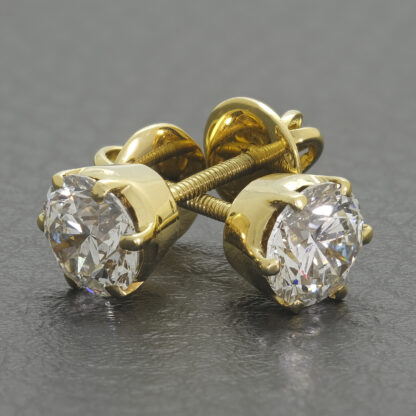 18ct Yellow Gold 2.70ct Diamond Solitaire Stud Earrings - Image 3