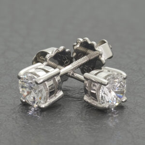 18ct White Gold 0.70ct Diamond Solitaire Stud Earrings