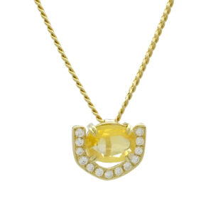 18ct Yellow Gold 0.30ct Diamond &#038; 3.00ct Yellow Sapphire Necklace &#038; Pendant
