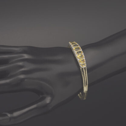 9ct Yellow Gold 0.10ct Diamond & Yellow Sapphire Bangle - Image 2