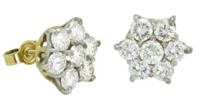 18ct Yellow Gold 1.80ct Diamond Cluster Earrings