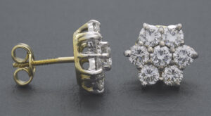 18ct Yellow Gold 1.80ct Diamond Cluster Earrings