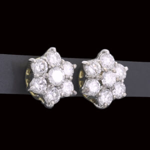 18ct Yellow Gold 1.80ct Diamond Cluster Earrings