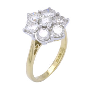 18ct Yellow Gold 1.85ct Diamond Cluster Ring