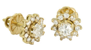 18ct Yellow Gold 1.00ct Diamond Cluster Earrings