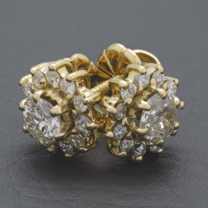 18ct Yellow Gold 1.00ct Diamond Cluster Earrings