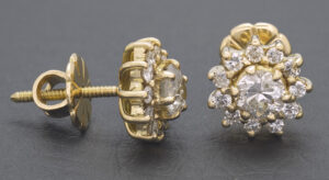 18ct Yellow Gold 1.00ct Diamond Cluster Earrings