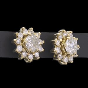 18ct Yellow Gold 1.00ct Diamond Cluster Earrings