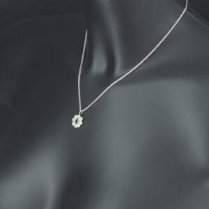 18ct White Gold Diamond &#038; Sapphire Necklace 16&#8243;