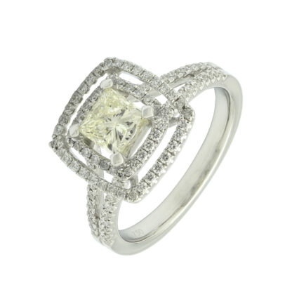 18ct White Gold 1.16ct Diamond Double Halo Ring