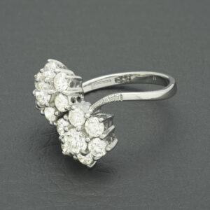 18ct White Gold 1.92ct Diamond Double Daisy Cluster Ring